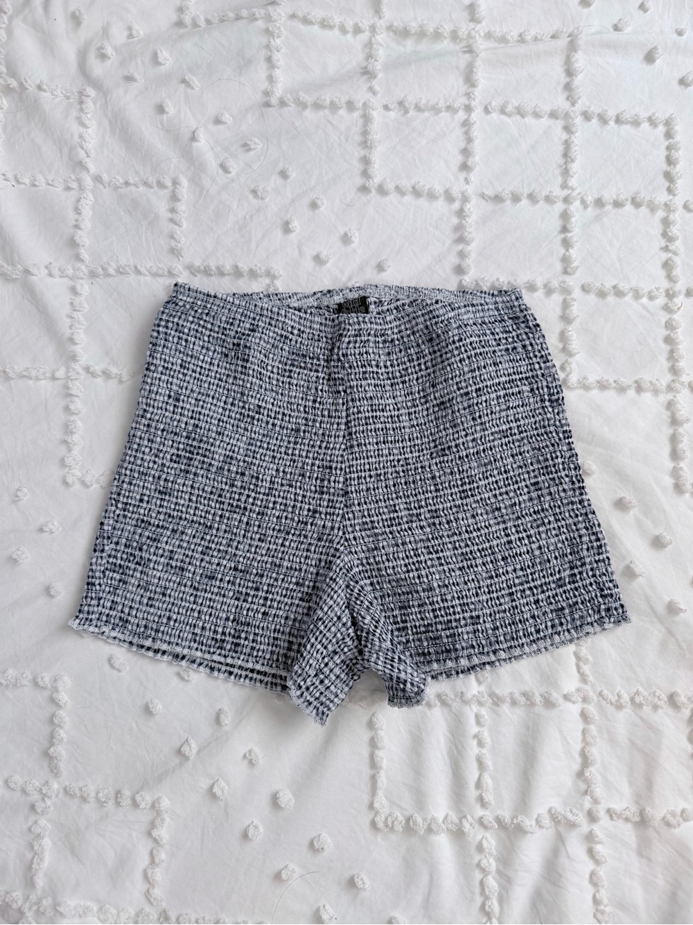 Blue & White Smocked Gingham Pull-On Shorts | XXS